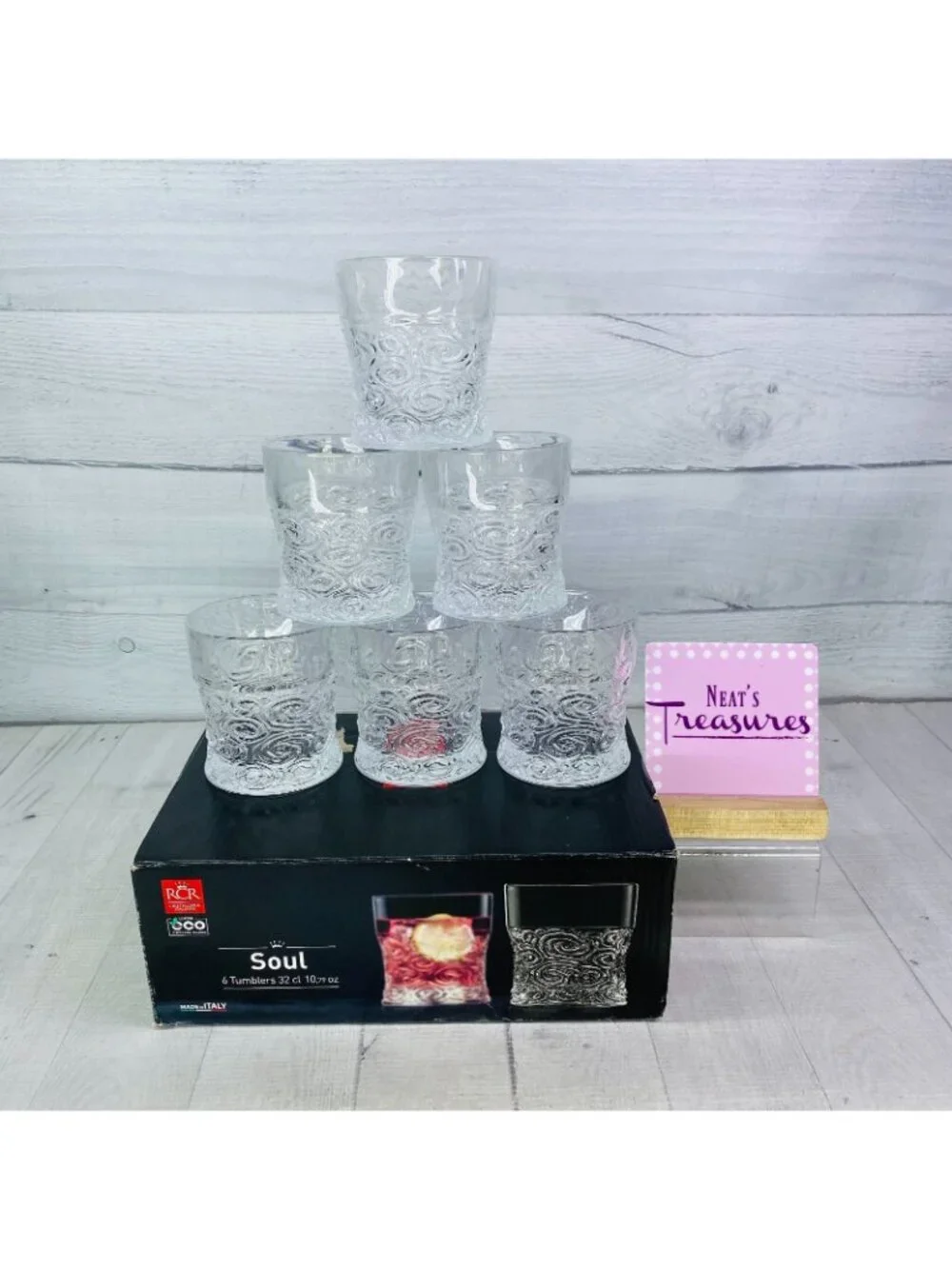 RCR Cristalleria Italiana SOUL Luxion Old Fashion Crystal Whiskey Glasses Set 6